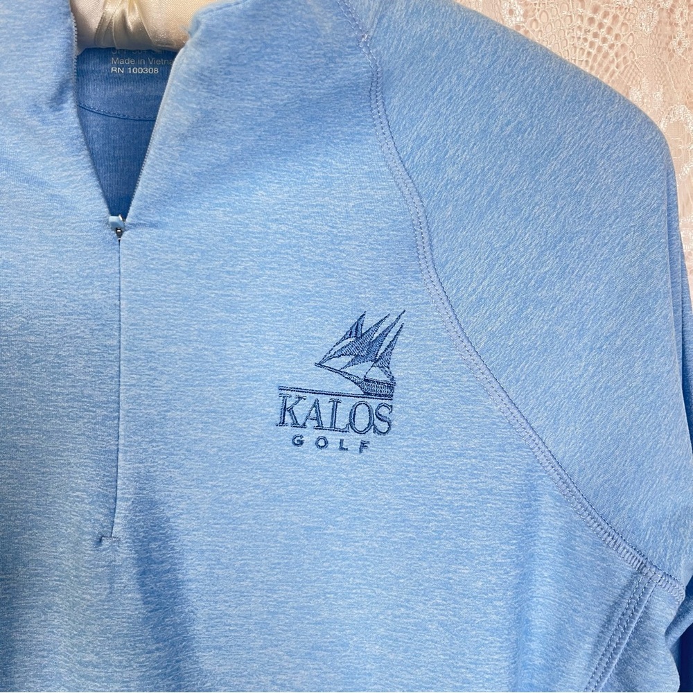 Peter Millar KALOS Golf Women's Perth Melange Raglan-Sleeve 1/4 Zip Blue Size L - Picture 3 of 13